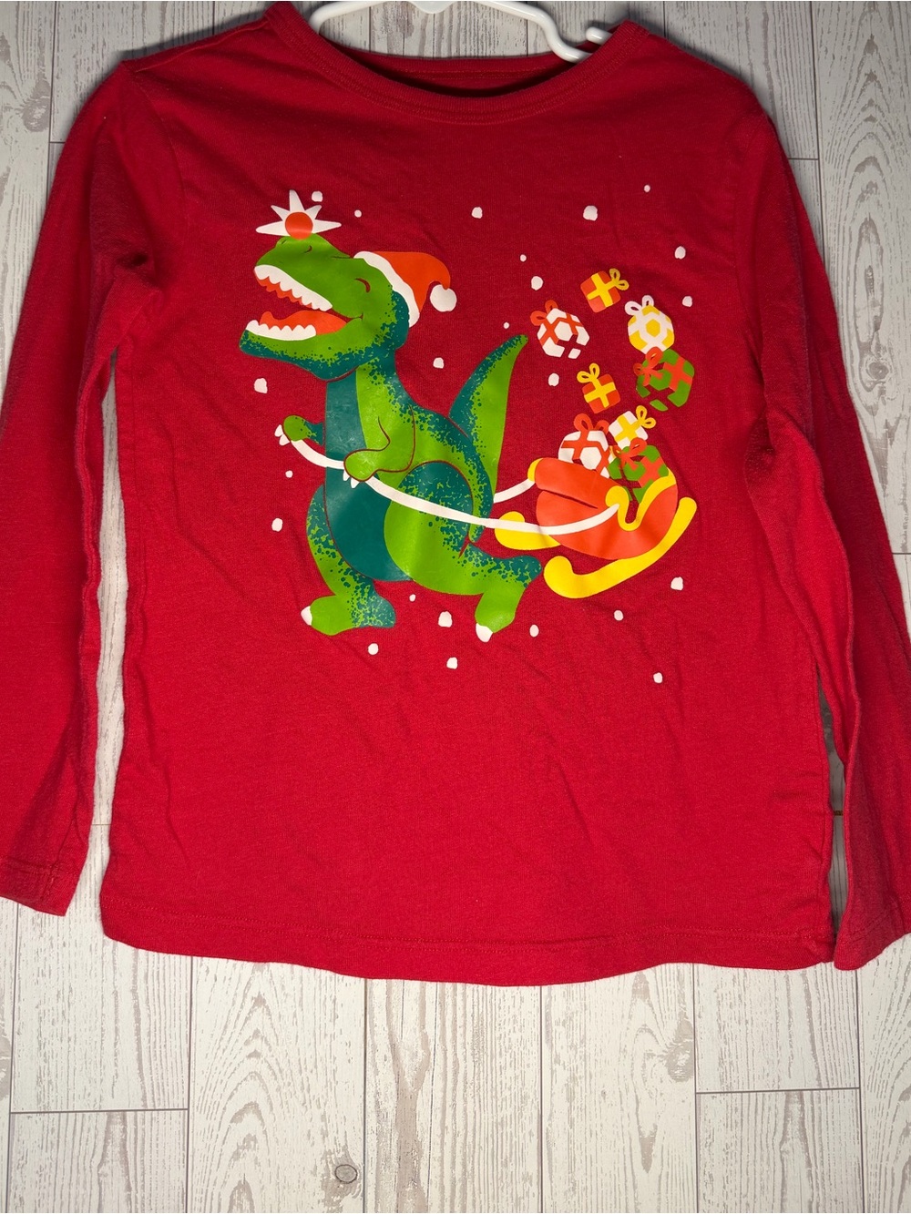 The Children's Place Red Long-Sleeve Top with Holiday Dinosaur